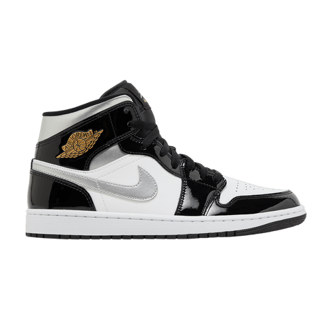 Air Jordan Jordan 1 Mid SE Patent Black White Metallic Silver Metallic Gold HV0789-010