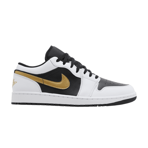 Nike Air Jordan 1 Low White Black Metallic Gold Swoosh 553558-172