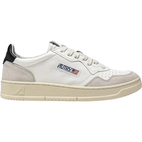 Autry Medalist Leather Low White Black Beige (Women's) AULW LS21