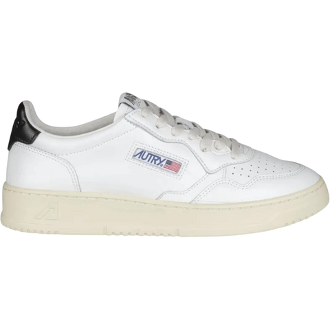 Autry Medalist Leather Low White Black Tab (Women's) AULW LL22