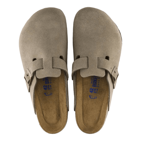 Birkenstock Boston Suede Taupe — boven