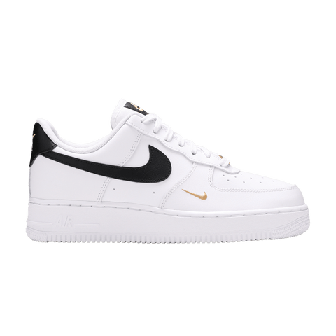 Nike Air Force 1 Low '07 Essential White Black Gold Mini Swoosh (Women's) CZ0270-102