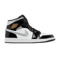 Nike Air Jordan Jordan 1 Mid SE Patent Black White Metallic Silver Metallic Gold HV0789-010
