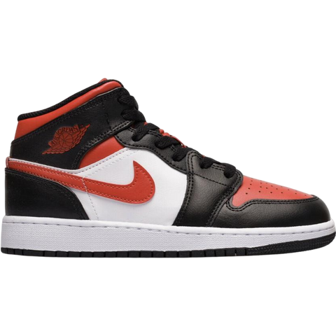 Nike Air Jordan Nike Air Jordan 1 Mid Bred Toe Black Fire Red White (GS) 554725-079
