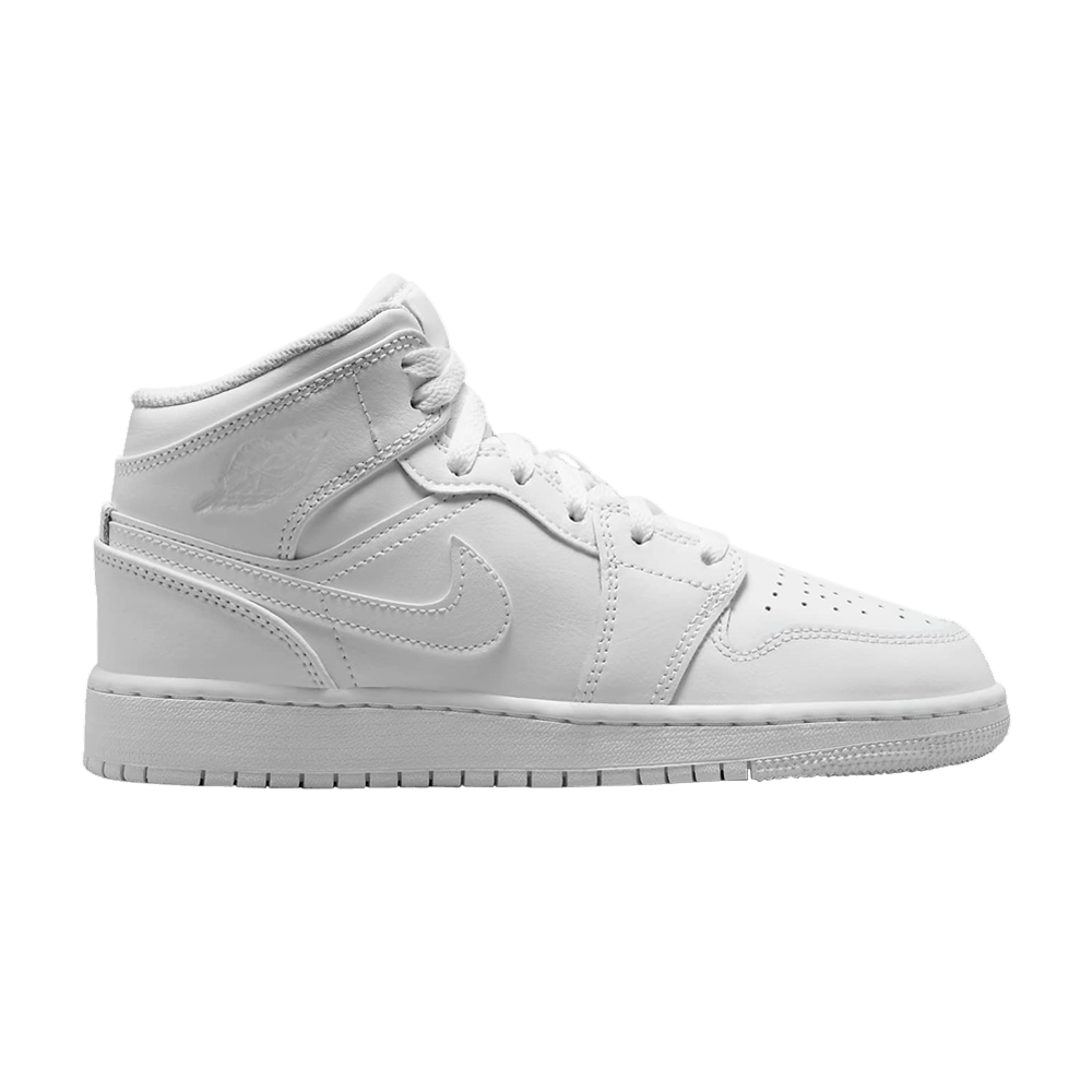 Nike Air Jordan 1 Mid Triple White (2023) (GS) 554725-136